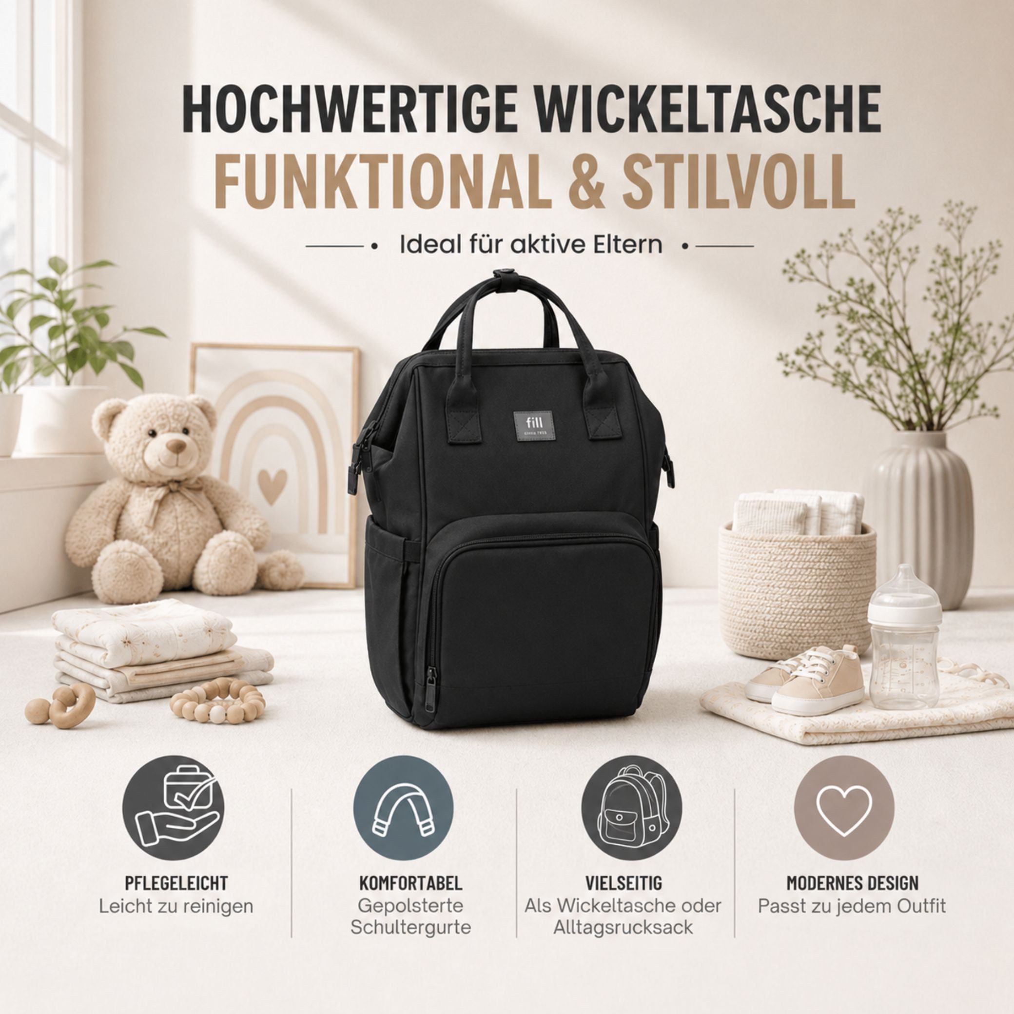Fillikid Wickeltasche Wickelrucksack Barcelona Exklusiv – Bild 5 von 5