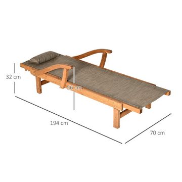 Outsunny Gartenliege Outdoor, bis 113 kg belastbar, Kiefer, Braun, Set, 1 St., Sonnenliege, 194L x 70B x 32H cm