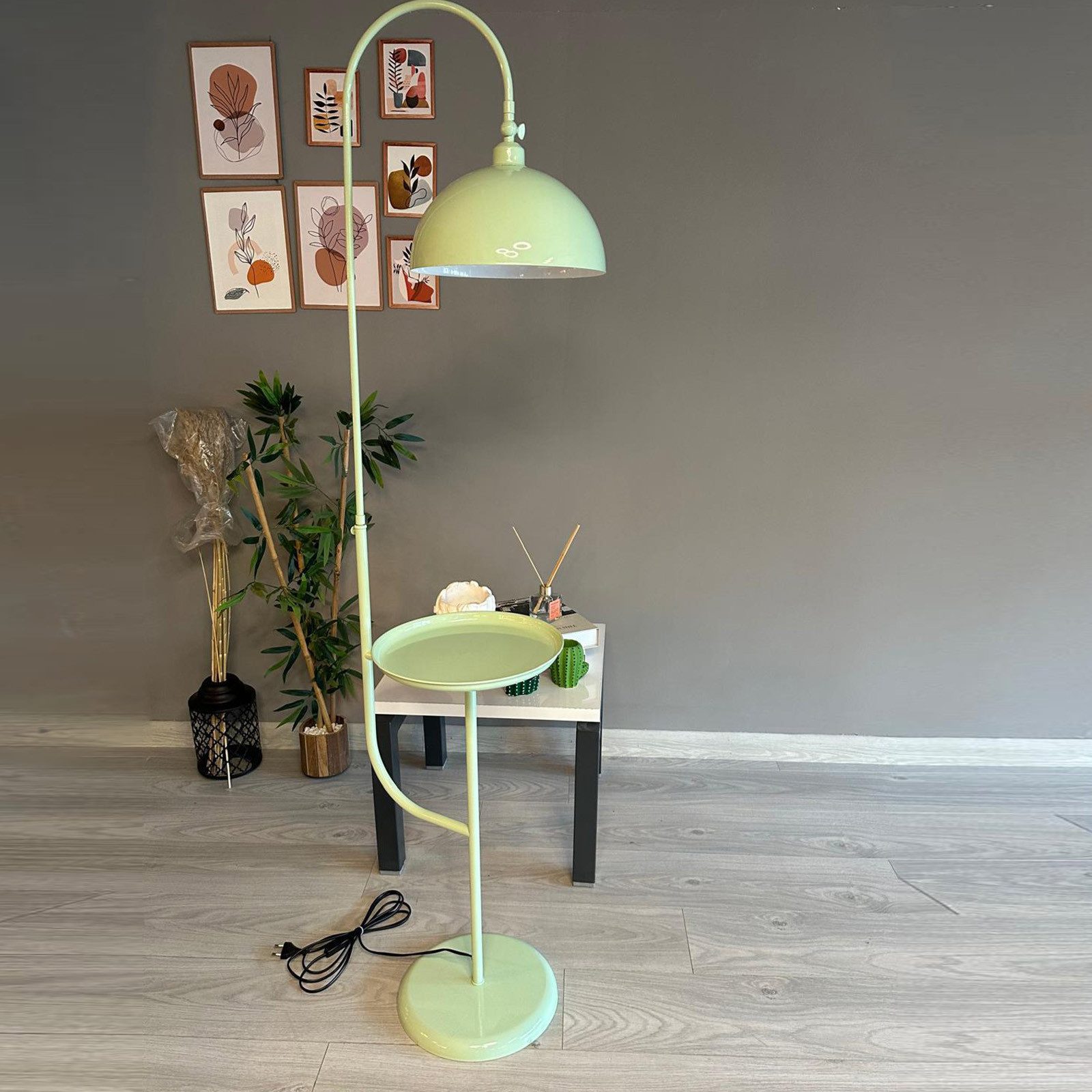 Bamyum Stehlampe Moderne Stehlampe aus Metall mit Dimmer und Ablage, ohne Leuchtmittel