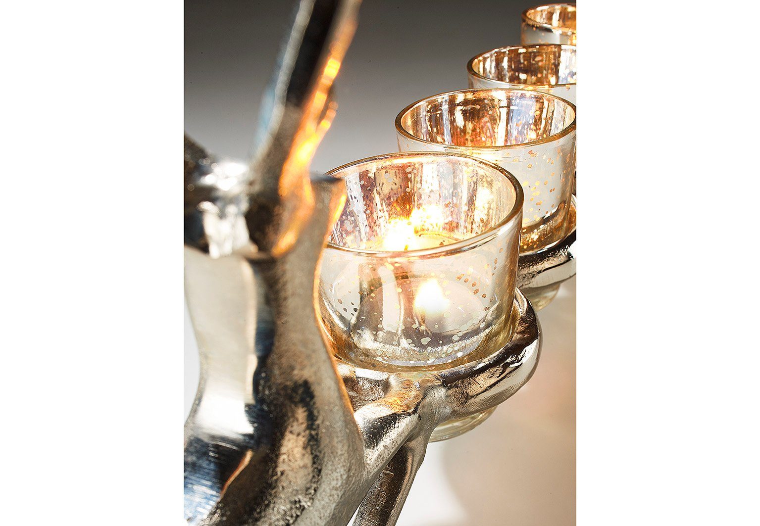 Kobolo Kerzenhalter Teelichthalter für (1 Teelichter Metall 4 Stück) RENTIERE