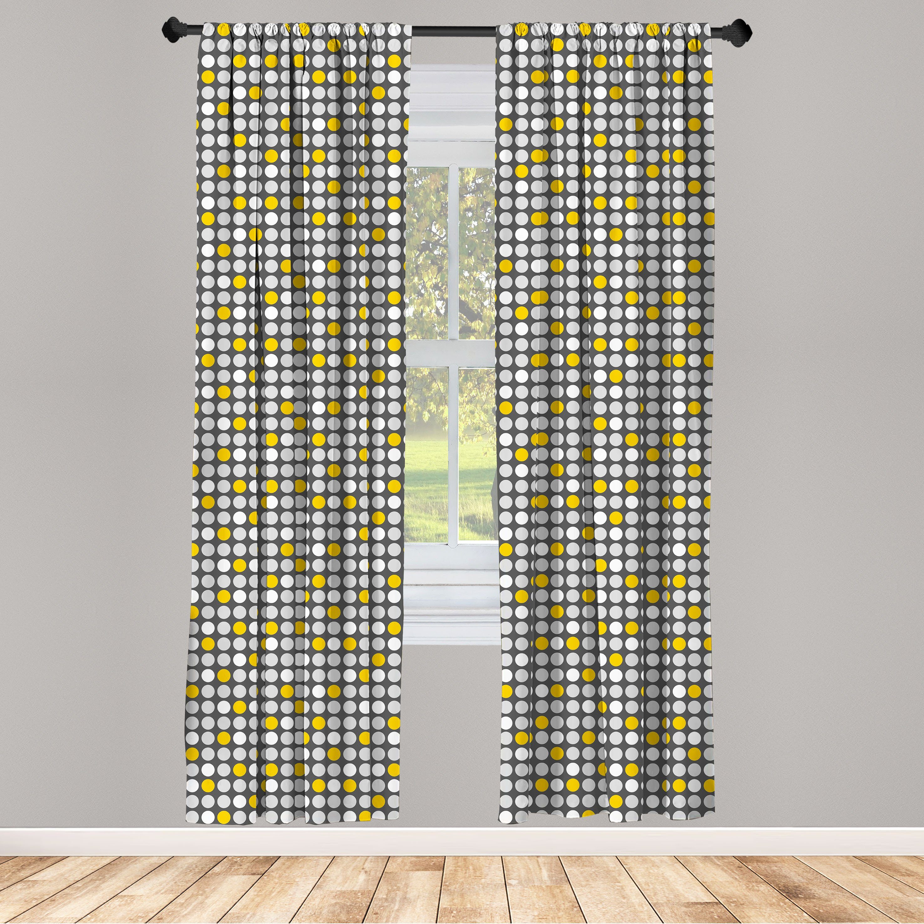 Gardine Vorhang für Wohnzimmer Schlafzimmer Dekor, Abakuhaus, Microfaser, Geometrisch Einfache Symmetric Runden
