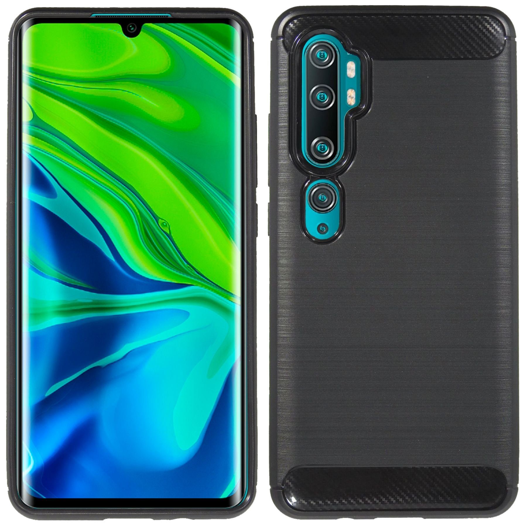 cofi1453 Handyhülle Silikon Hülle Carbon für Xiaomi Mi Note 10 Pro, Case Cover Schutzhülle Bumper