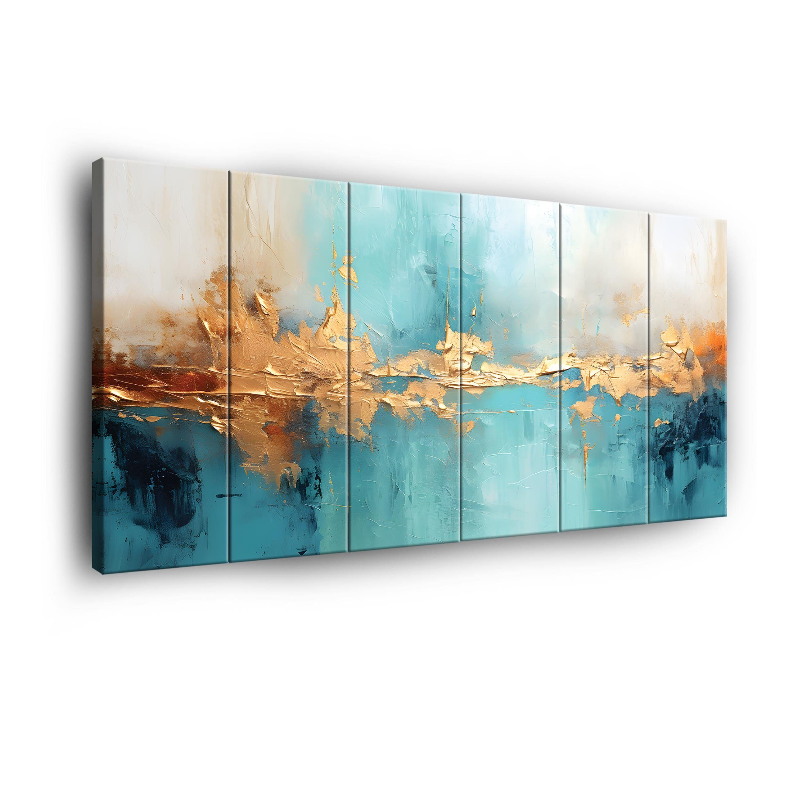 Wallarena Leinwandbild Marmor Gold Wandbild XXL Wohnzimmer Schlafzimmer Aufhängefertig, Imitation (Set 3 teilig / Set 4 teilig / Set 5 teilig / Set 6 teilig, 6 St), Wandbilder Leinwandbilder Bilder 90x100 / 120x100 / 150x100 / 180x100