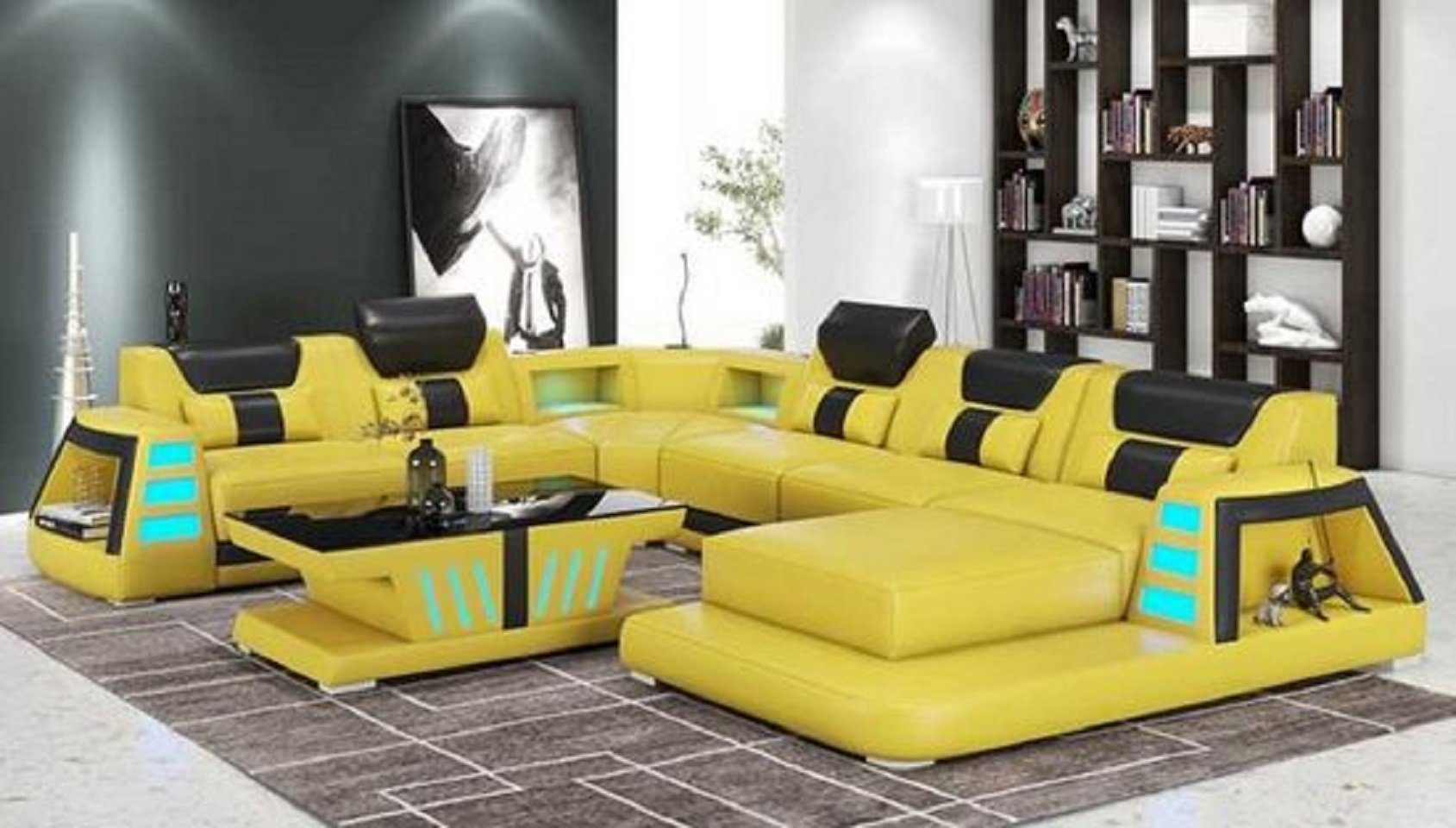 JVmoebel Ecksofa Zeitgenössisch Ecksofa U Form Wohnlandschaft Modern Sofa, 4 Teile, Made in Europe Gelb