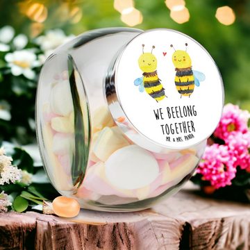 Mr. & Mrs. Panda Vorratsglas XL 2000ml Biene Verliebt - Weiß - Geschenk, Hummel, Wespe, Vorratsbeh, Premium Glas, (1-tlg), Stilvoll & Praktisch