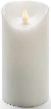 KONSTSMIDE LED-Kerze Weihnachtsdeko (1-tlg), LED Echtwachskerze, weiß, mit 3D Flamme, Ø 7,5 cm, Höhe: 15,5 cm