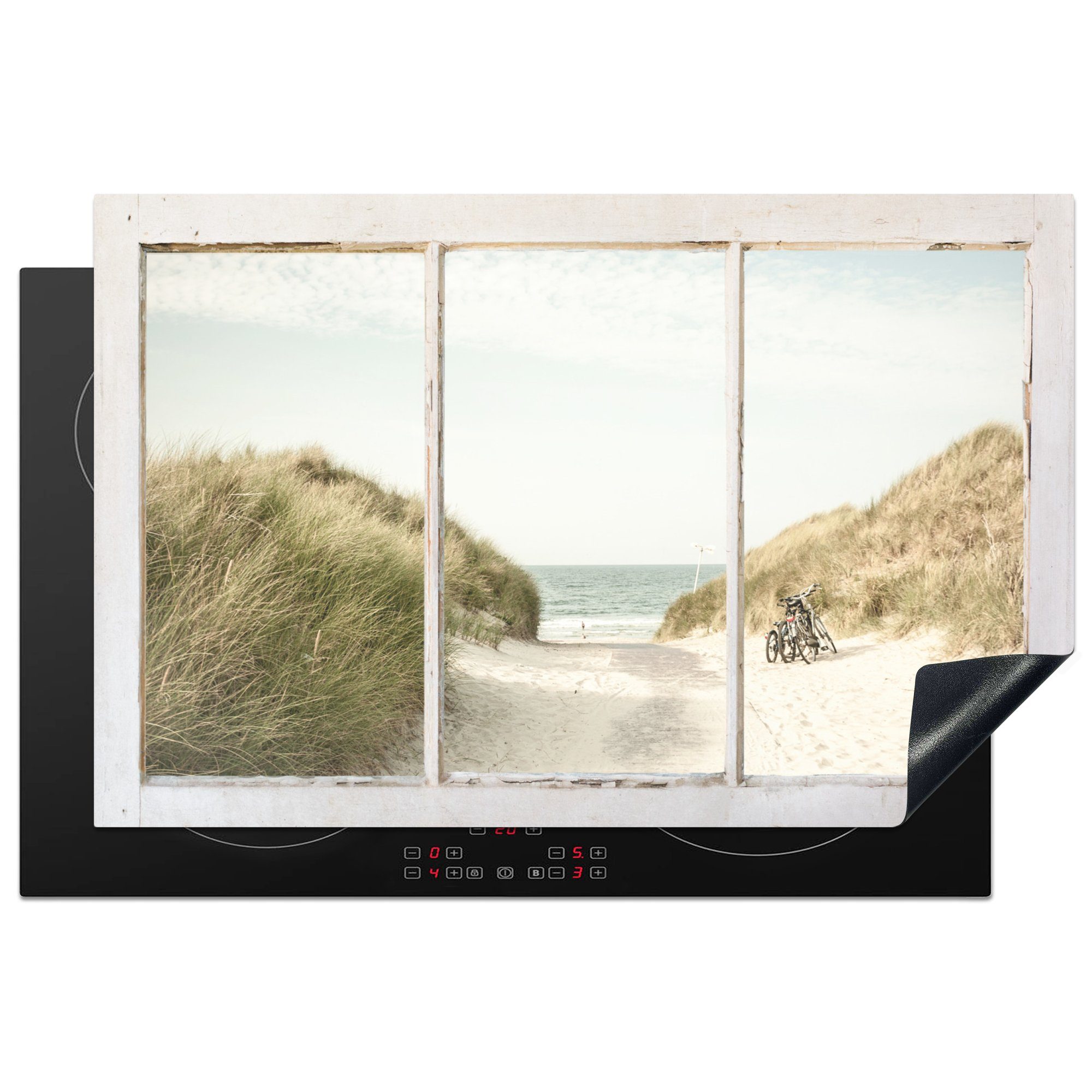 MuchoWow Herdblende-/Abdeckplatte Aussicht - Strand - Meer, Vinyl, (1 tlg), 81x52 cm, Induktionskochfeld Schutz für die küche, Ceranfeldabdeckung