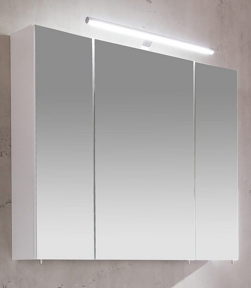 Schildmeyer Spiegelschrank Irene Breite 80 cm, 3-türig, LED-Beleuchtung,  Schalter-/Steckdosenbox