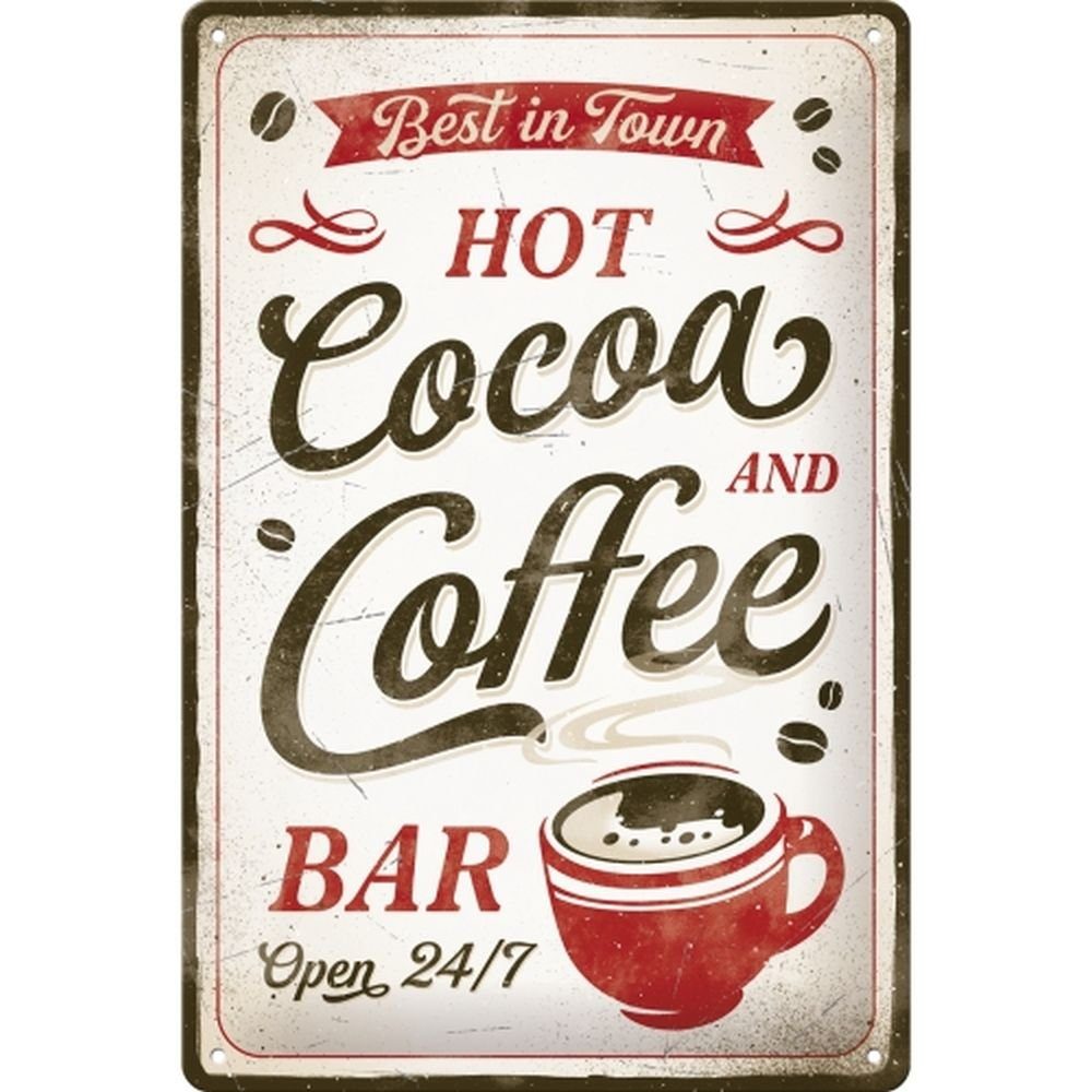 Nostalgic-Art Metallschild Blechschild 20 x 30cm - Hot Cocoa & Coffee