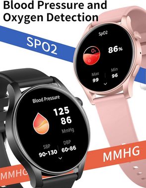 HENLSON Damen's und Herren's IP67 Wasserdicht Fitness-Tracker Telefonfunktion Smartwatch (1,43 Zoll, Android/iOS), mit Herzfrequenzmonitor Schlafmonitor Schrittzähler, Sport modus