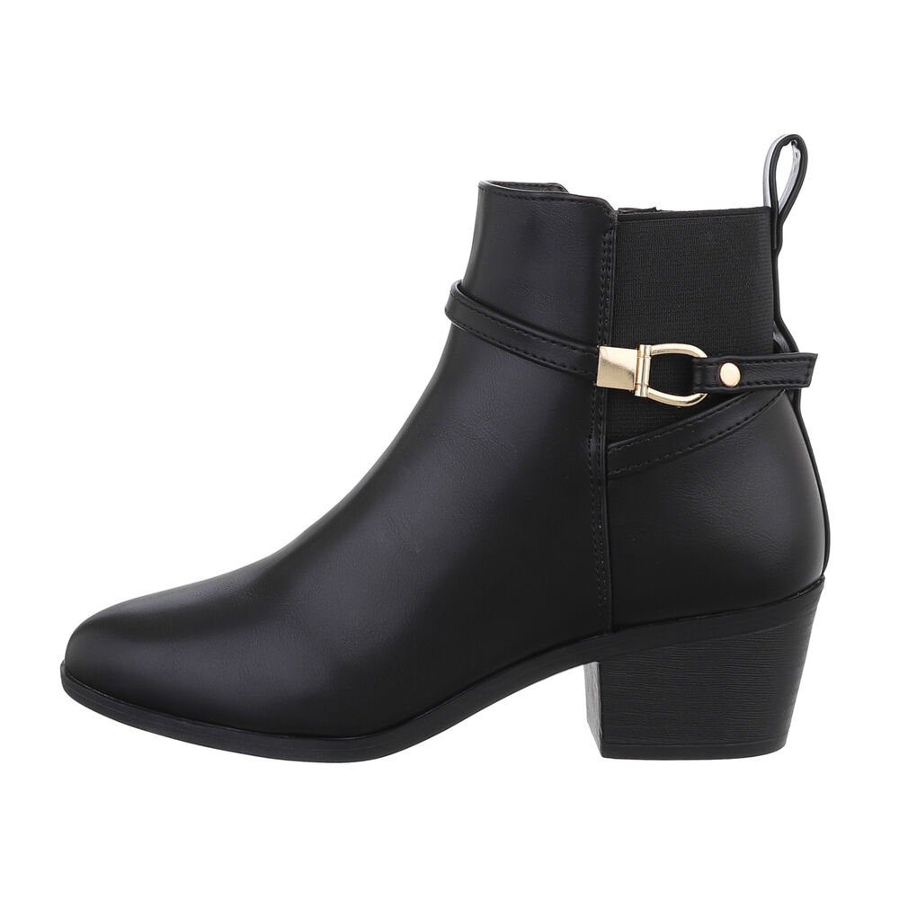 Ital-Design Damen Elegante Stiefelette Blockabsatz Klassische Півчобітки in Schwarz