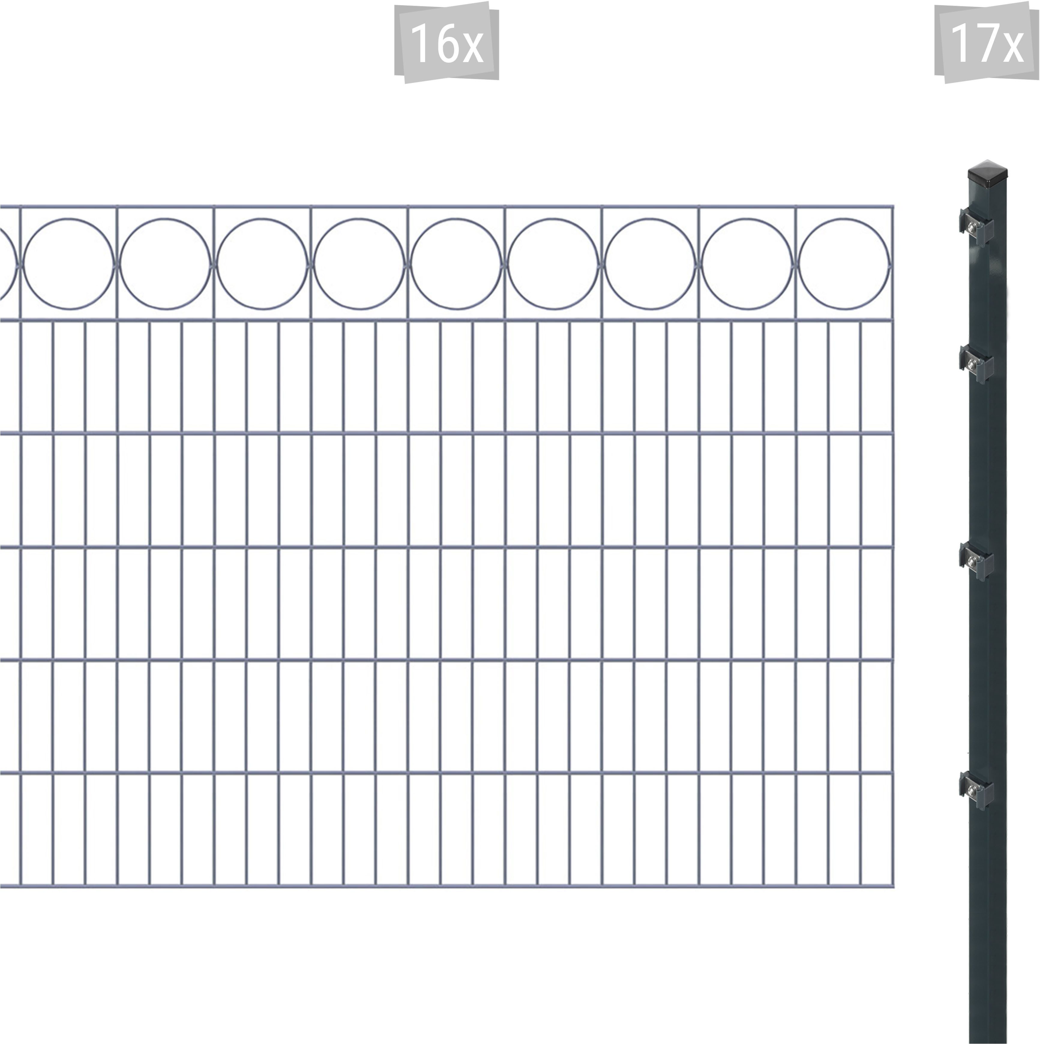 Arvotec Doppelstabmattenzaun ESSENTIAL 120 zum Einbetonieren "Ring" mit Zierleiste, (Set, 33-St), Zaunhöhe 120 cm, Zaunlänge 2 - 60 m