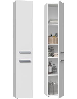 ibonto Hochschrank Badezimmerschrank mit langen Türen - Platzsparender Badschrank