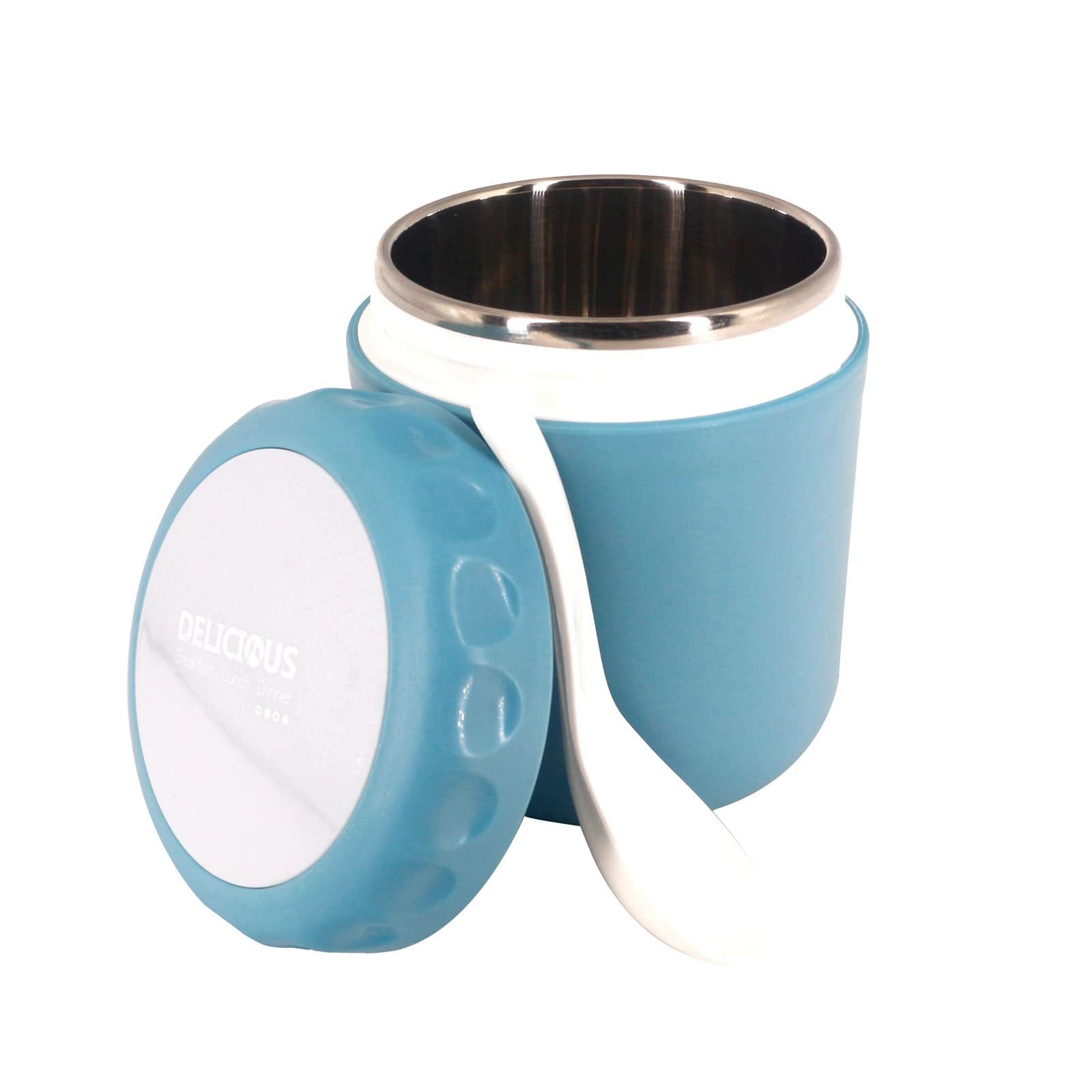 Venkuber Thermobehälter Edelstahl, 400ml Warmhaltebehälter Essen Lunchbox Löffel, Edelstahl, für Suppen, Speisen, Müsli