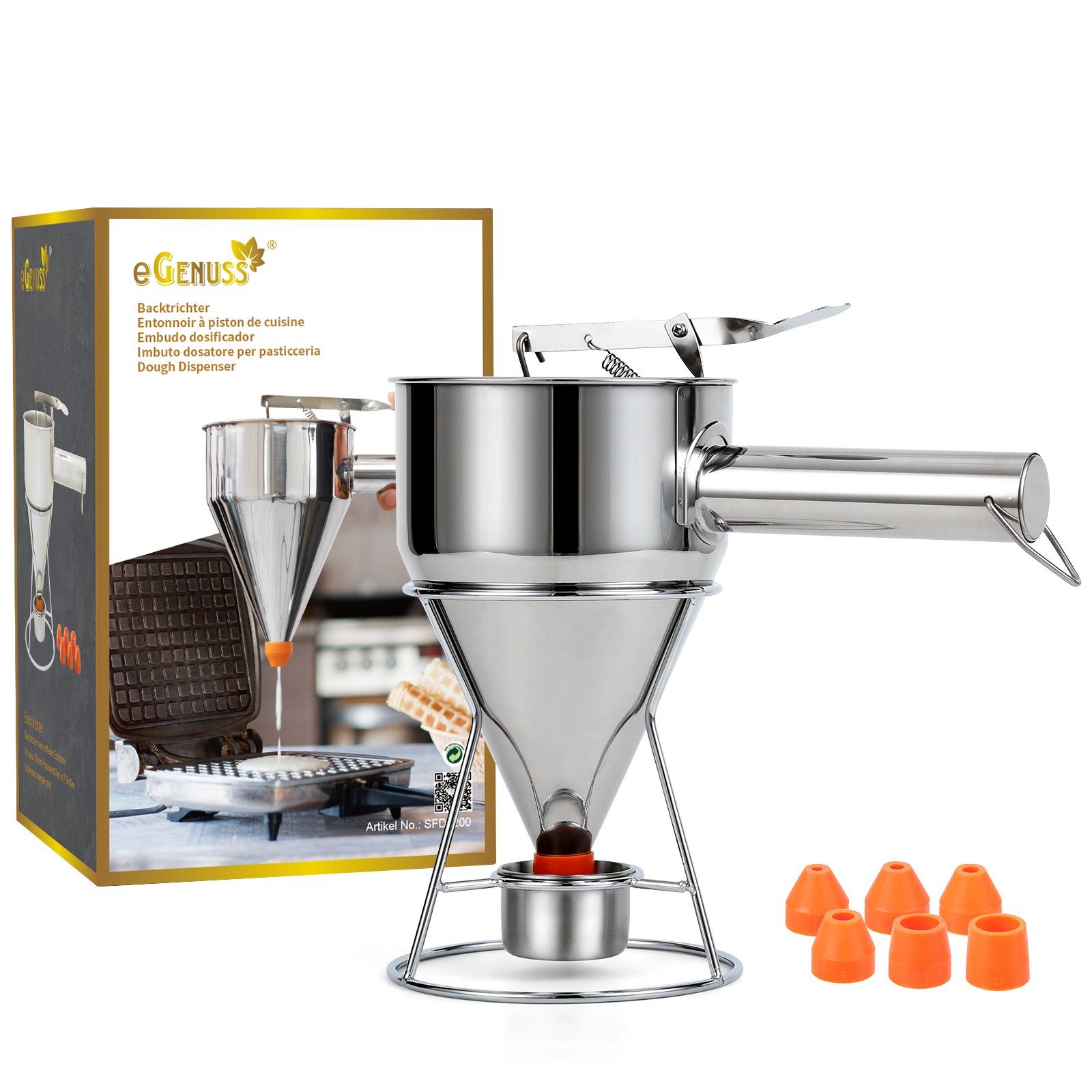 eGenuss Küchenorganizer-Set eGenuss Edelstahl Backtrichter Pfannkuchen Teigspender