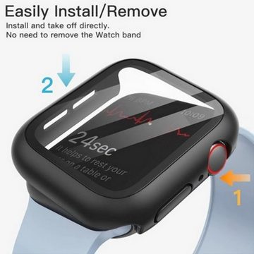 SmartUP Smartwatch-Hülle 2X Schutzhülle für Apple Watch 38mm Series 1/2/3 Case Displayschutz, 2 in 1 Design, Rundumschutz