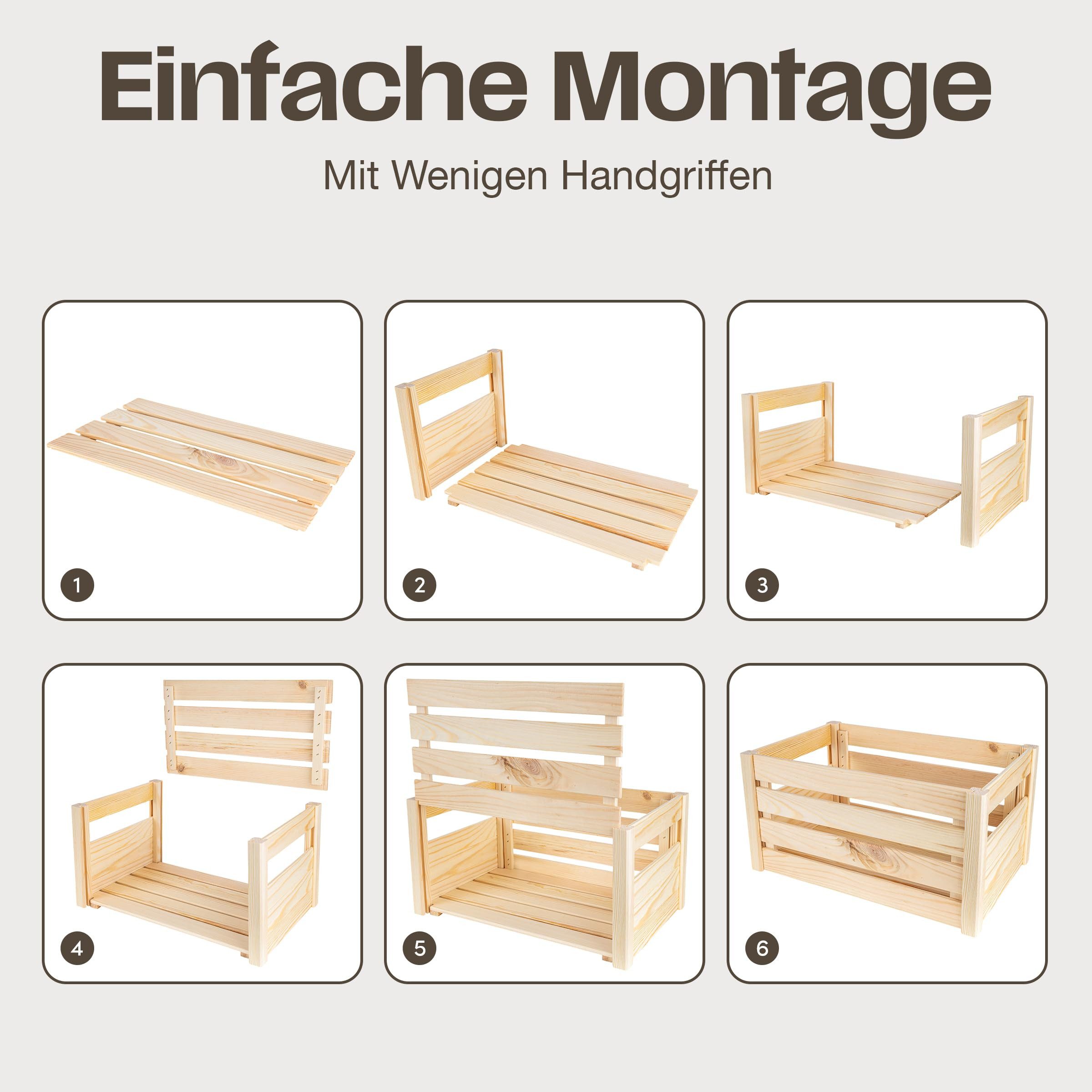 Creative Deco Holzkiste Faltbare Holzkiste Klappkiste, Einfache Montage ohne Werkzeug