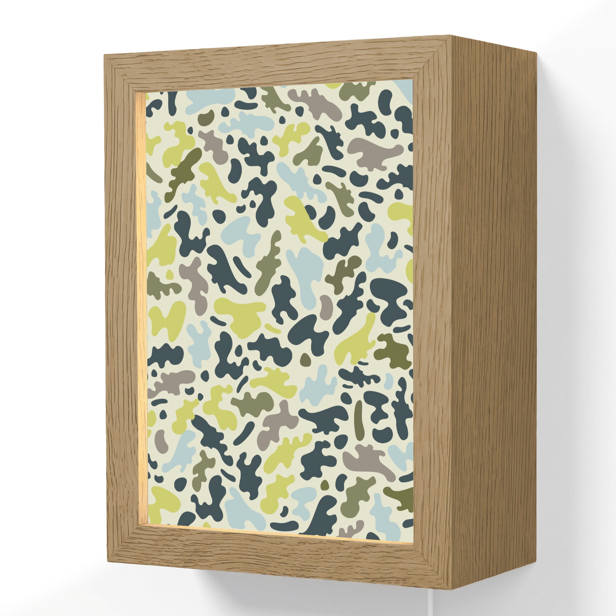 OnlyWow Wandleuchte Lightbox Camouflage - Grün - Blau - Jungen - Kinder, Dimmbar, Farbwechsel, LED, Warmweiß, Kaltweiß, Neutralweiß Einstellbar, Wandlampe Innen, Dimmbar, mit Kabel, LED, Beleuchtung, Kinderzimmer