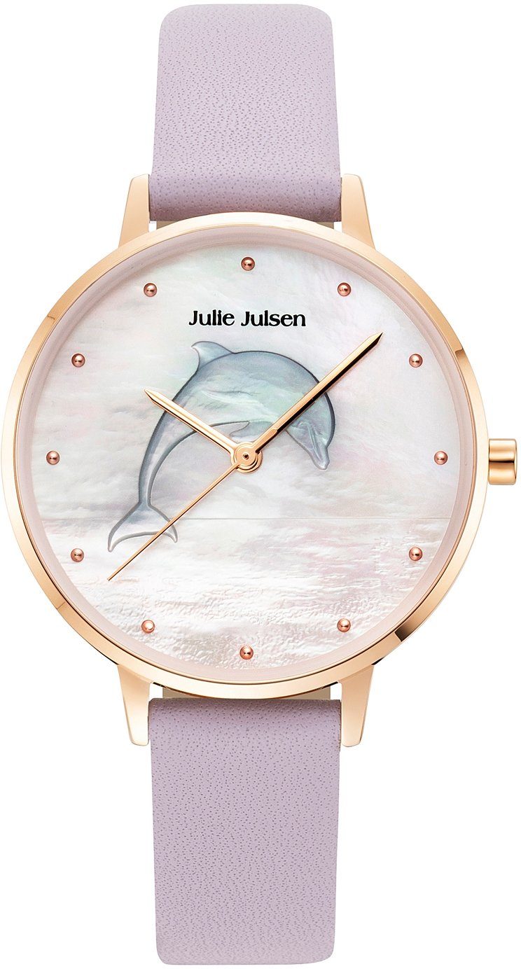 Julie Julsen Quarzuhr Dolphin Lilac, JJW1008RGL-01, Armbanduhr, Damenuhr, Delfin, Delphin, gehärtetes Mineralglas