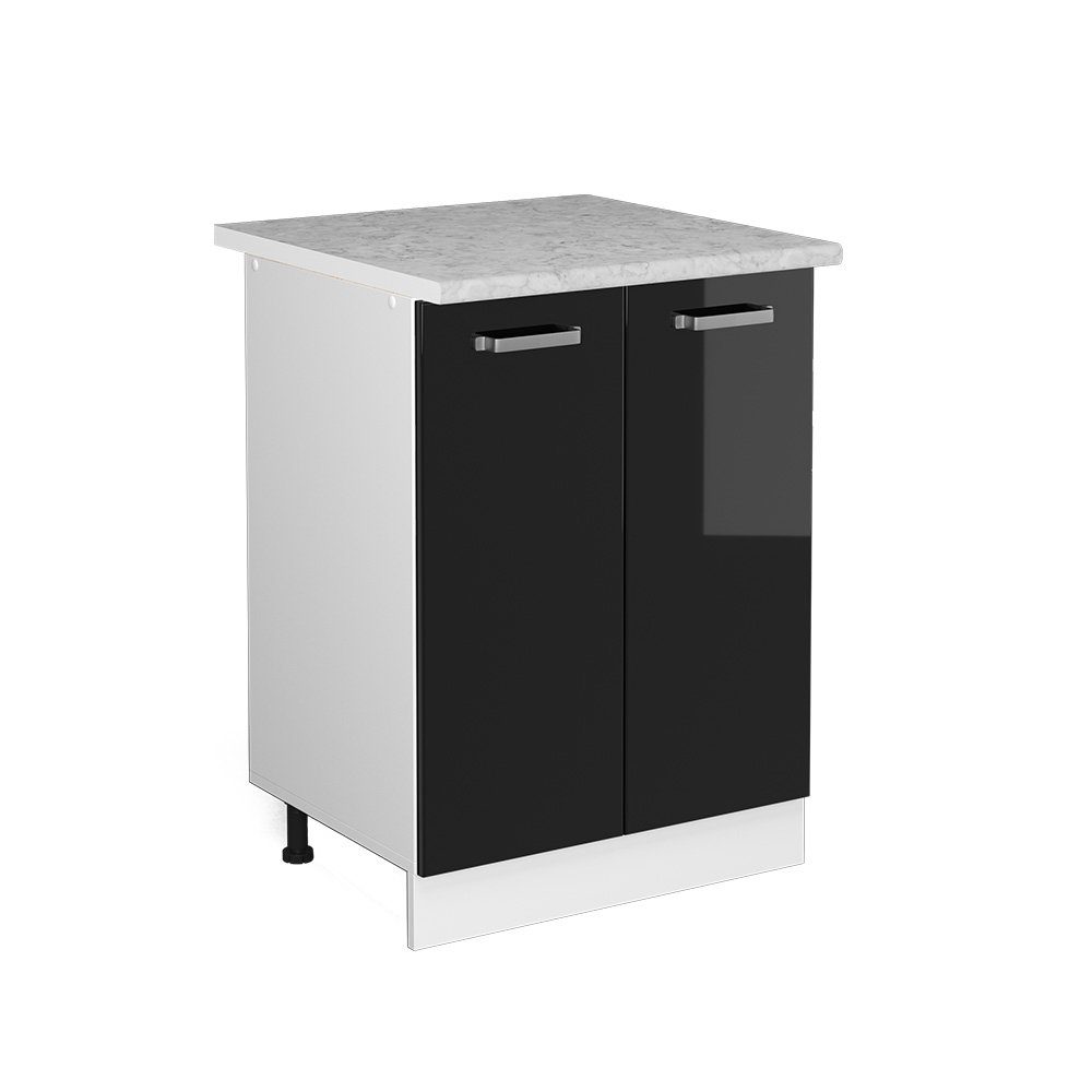 Vicco Unterschrank Küchenschrank R-Line Solid Weiß Schwarz 60 cm mit Arbeitsplatte