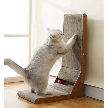 Purlov Kratzpappe Eckkratzer aus Pappe für Katzen mit Spielball, (Eckkratzer-Set für Katzen, 1x Eckkratzer aus Pappe für Katzen)