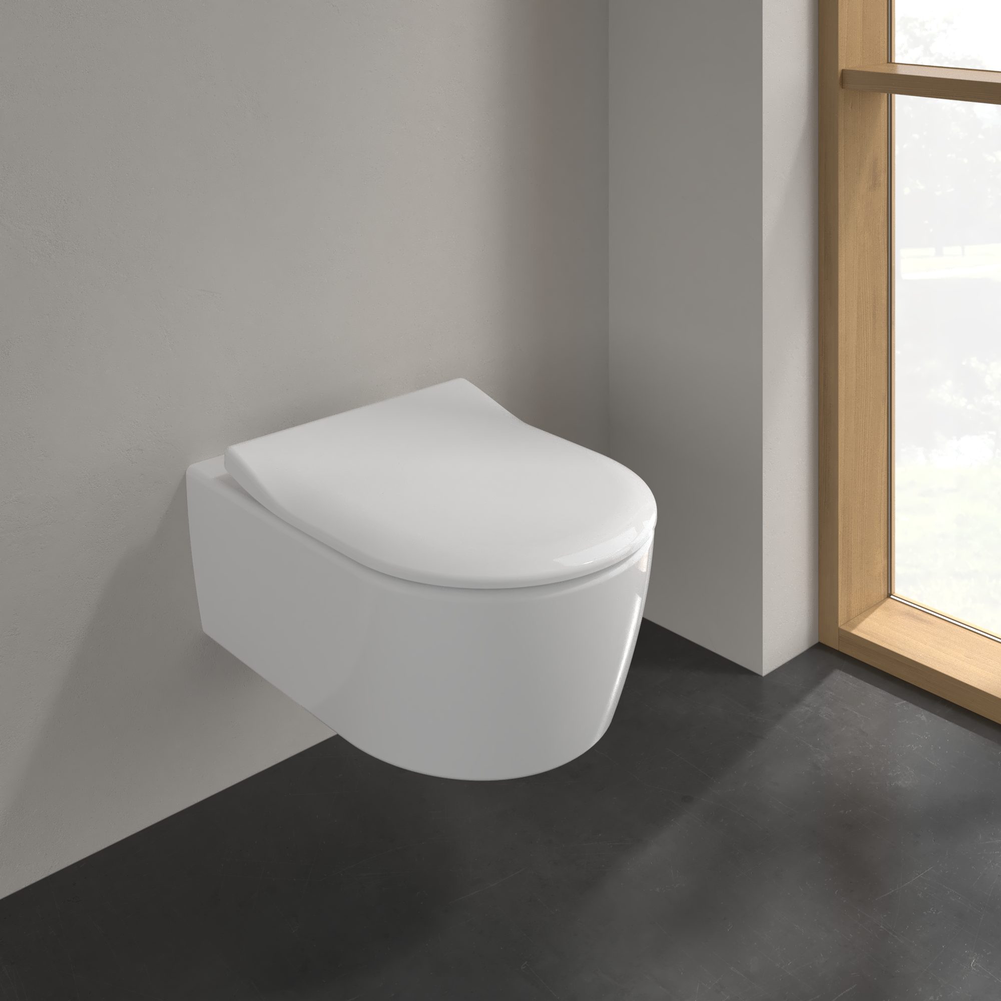 Villeroy & Boch WC-Sitz Avento, Toilettendeckel mit Absenkautomatik, D-Form SlimSeat, Weiß Alpin