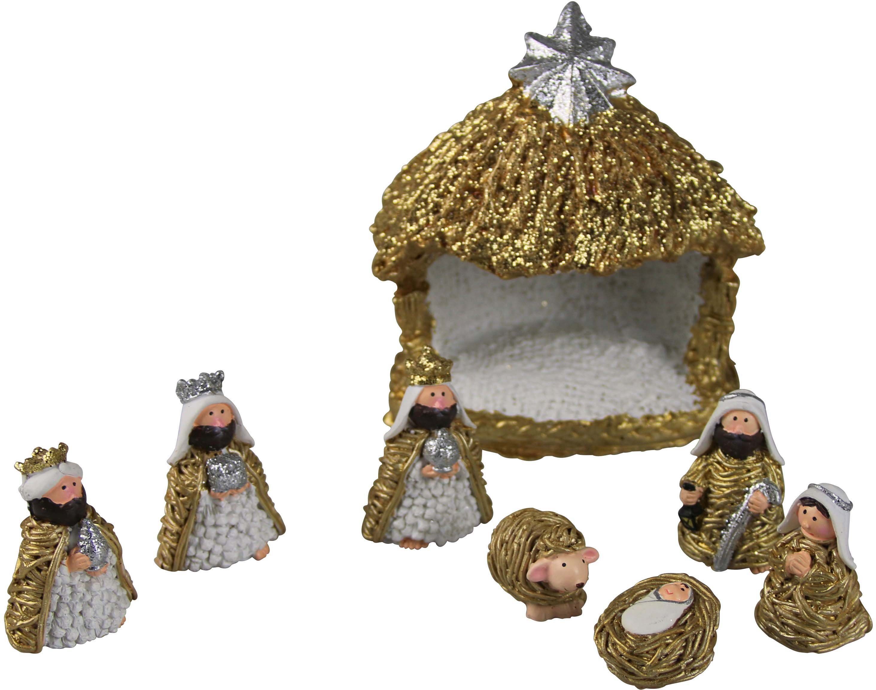 Krippe Figuren, cm 9,70/10,50/9,80 (B/T/H) Weihnachtsdeko Design Maße: inklusive ca. AM 7 (8-tlg),