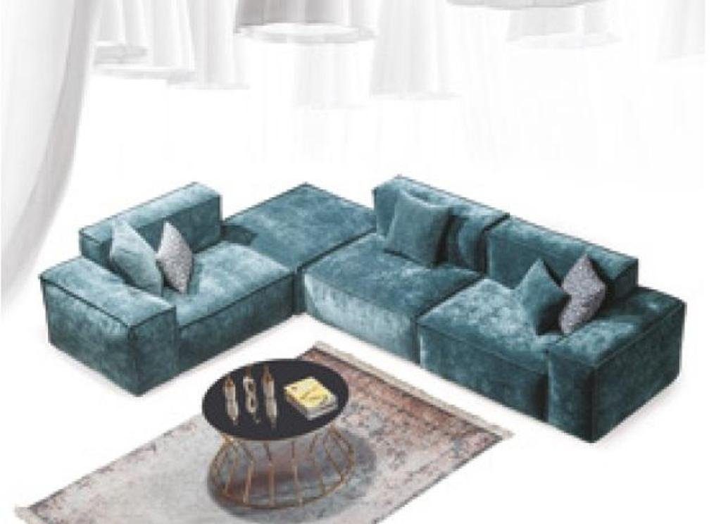 Ecksofa L Wohnlandschaft Form Ecksofa, - Design Blaue Möbel Couchen JVmoebel