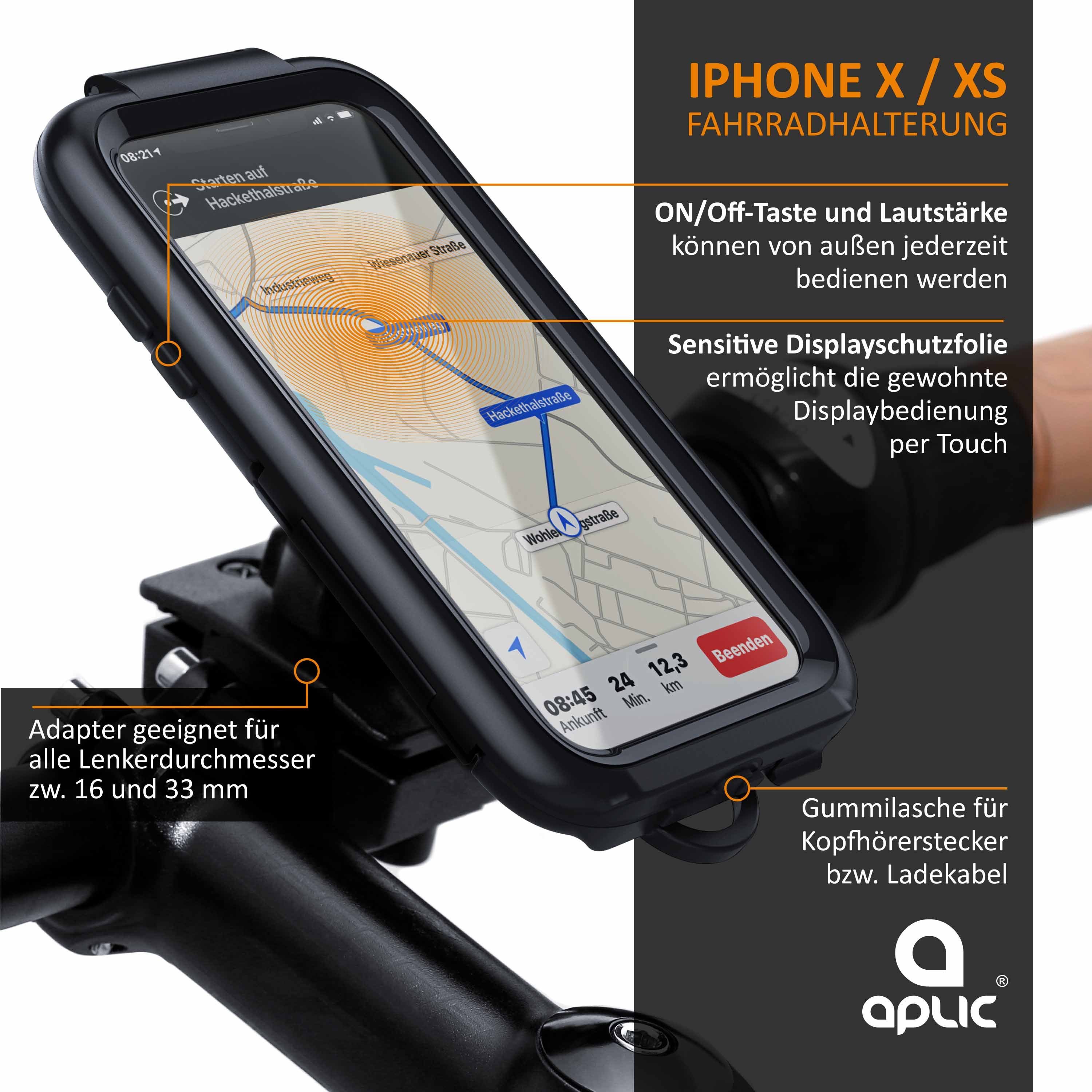 WICKED CHILI Tour Case wasserdichte Fahrradhalterung für Apple iPhone 8  Plus / 7 Plus / 6 Plus / 6S Plus Fahrrad / Motorrad Handy Halterung,  schwarz