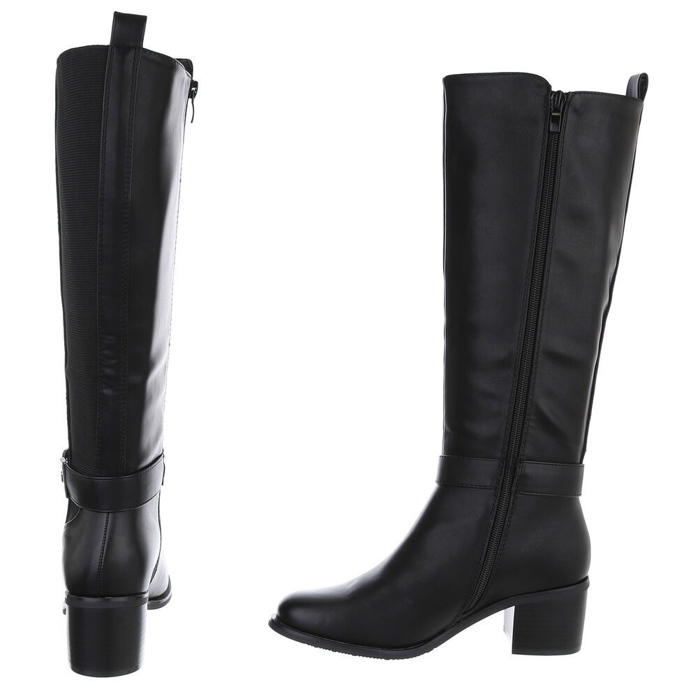 Ital-Design Elegante Damen-Stiefel mit Blockabsatz für Alltag und Freizeit Stiefel (90755931) Blockabsatz Stiefel in Schwarz