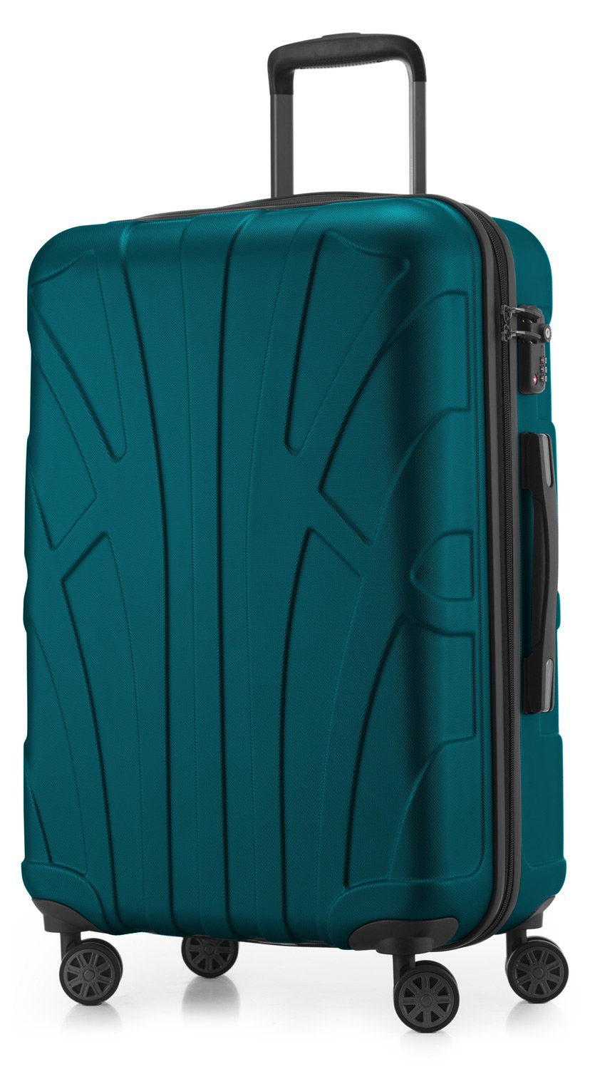Suitline Koffer S1, 4 Rollen, Robust, Leicht, TSA, Erweiterbar, 65 cm, ca. 58 - 68 Liter Packvolumen Aquagrün