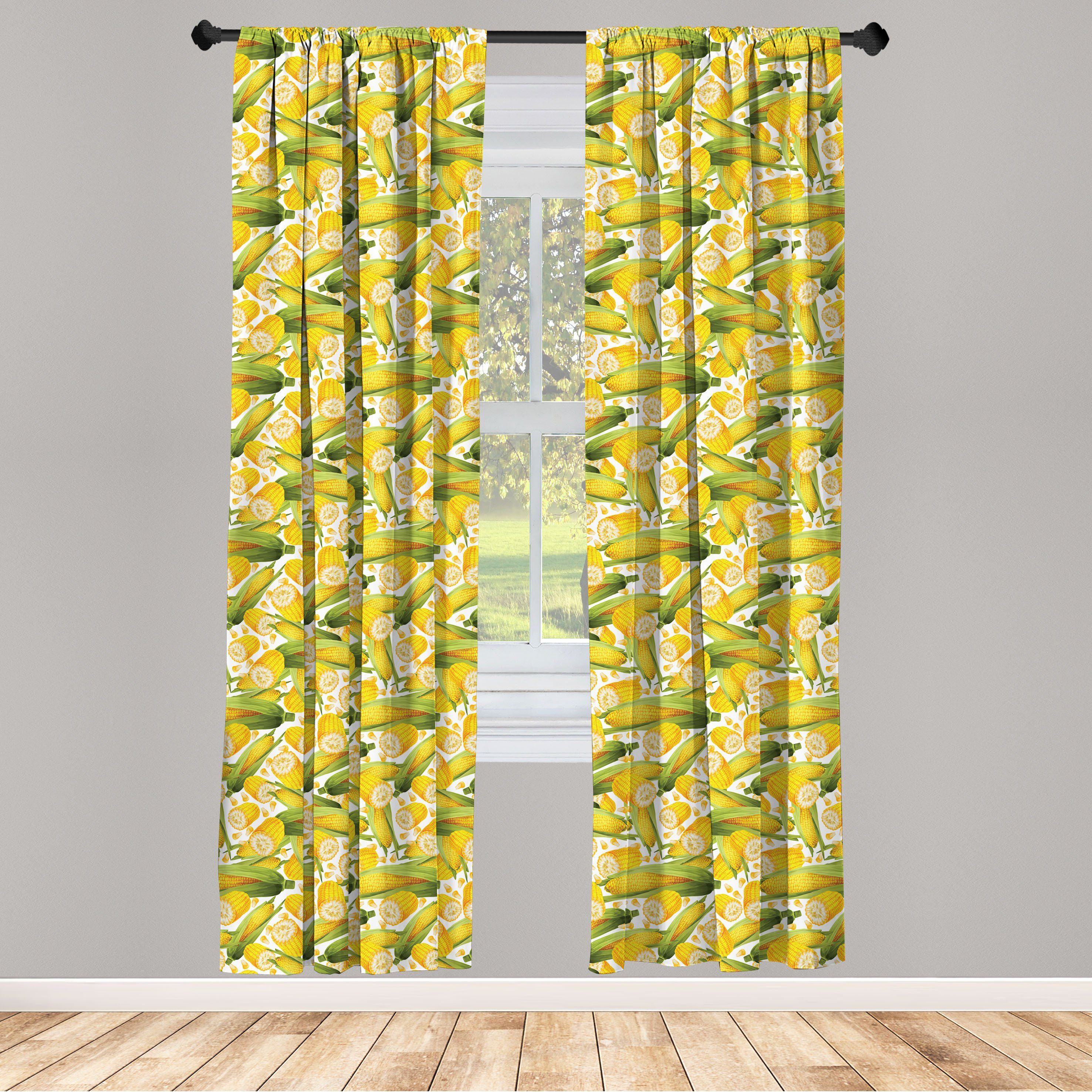 Gardine Vorhang für Wohnzimmer Schlafzimmer Dekor, Abakuhaus, Microfaser, Mais Bio-Gemüse Stielen