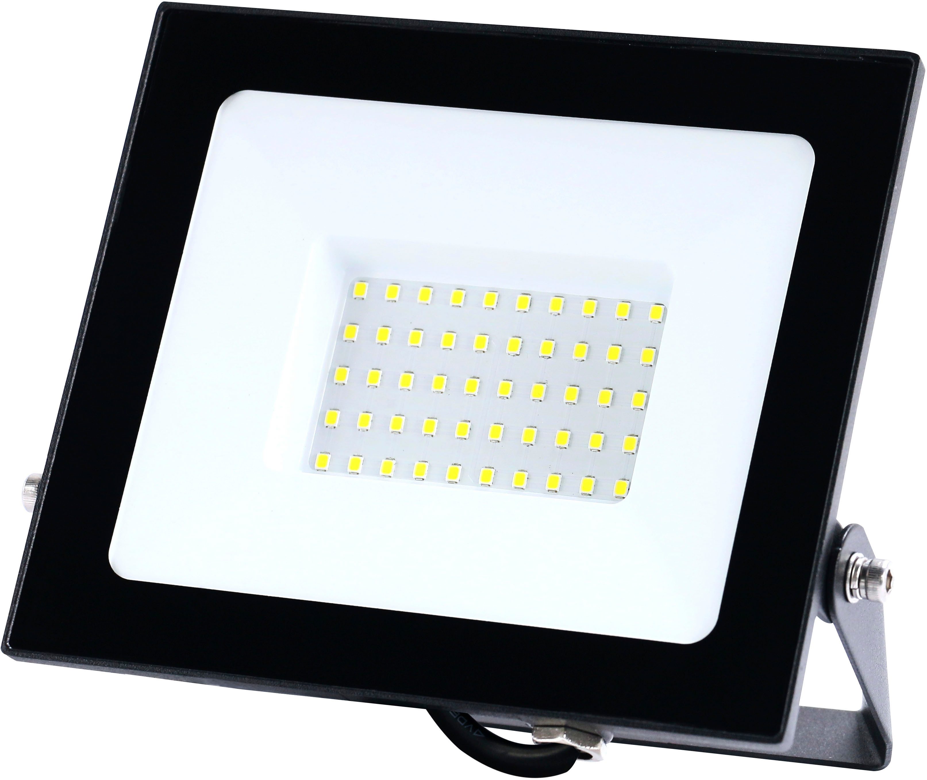 HEITRONIC LED Flutlichtstrahler LED Flutlichtstrahler BOLTON 2.0, LED fest integriert, 50 Watt schwarz 3000 Kelvin mit 500mm