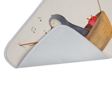 Badematte Pinguin Angelboot - Weiß - Geschenk, Duschmatte, Geschenkidee Liebesk Mr. & Mrs. Panda, Höhe 1 mm, 100% Polyester, rechteckig, Stil-Statement