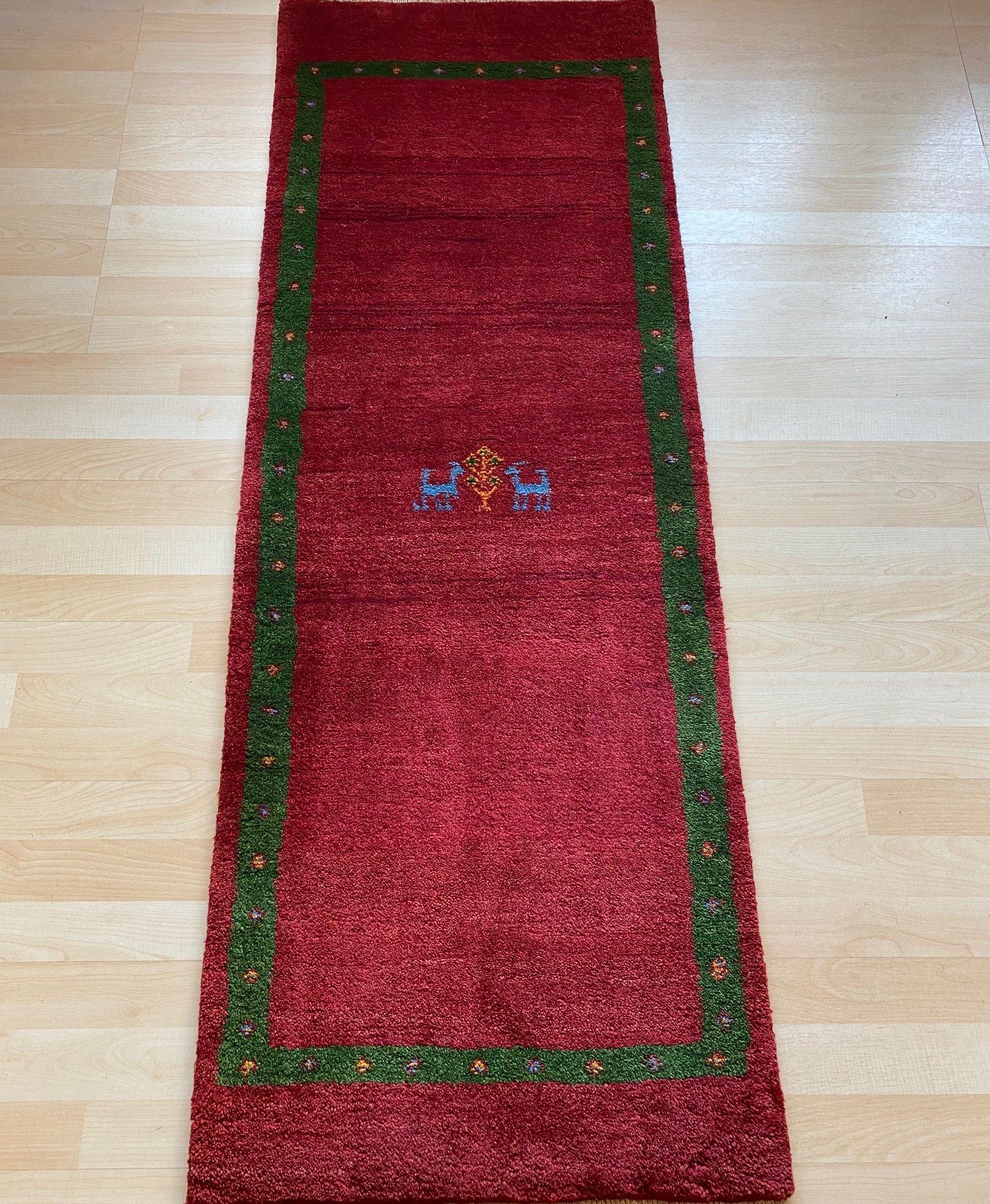 Orientteppich Perserteppich 164x57 Perser Gabbeh Läufer 164×57 Unikat Handgeknüpft, Morgenlandbazar, Handgeknüpft aus 100% Handgesponnen Schurwolle