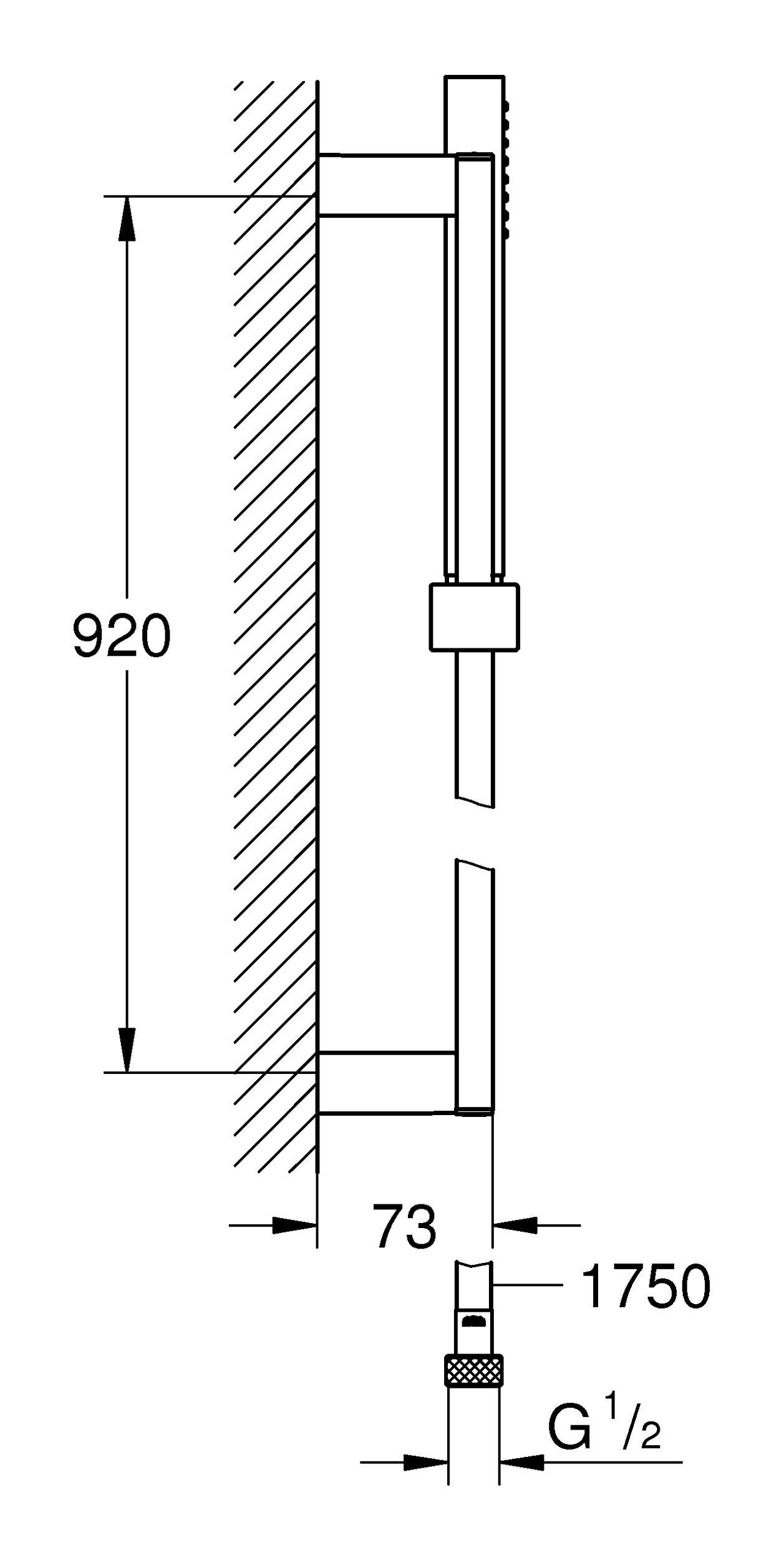 cm, Stangenbrause-Set Stick, 92 Strahlart(en), 1 Cube Höhe Brausegarnitur Grohe Euphoria Chrom -
