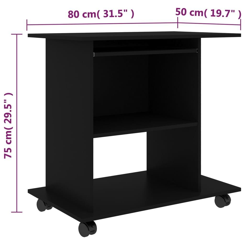 cm Schwarz 80x50x75 furnicato Holzwerkstoff Schreibtisch