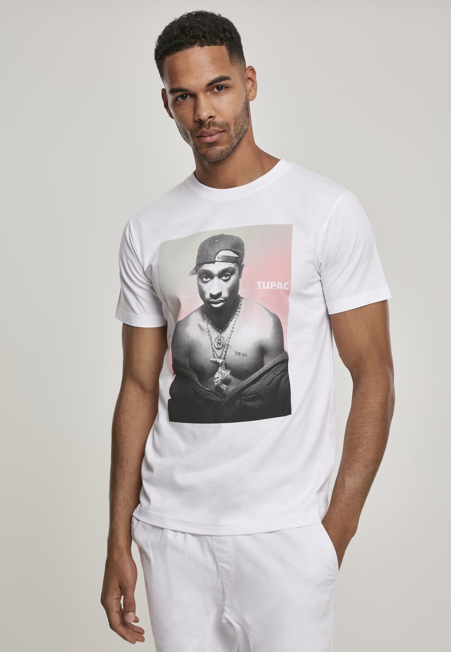 Tee Herren white Afterglow T-Shirt Afterglow MisterTee Tupac Tupac (1-tlg) MT1010