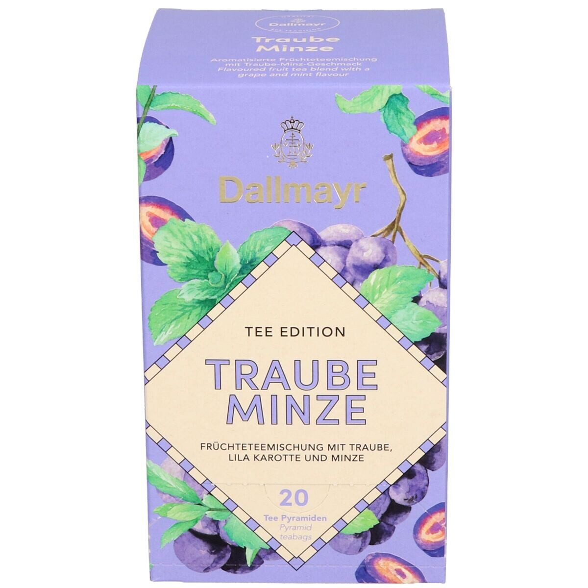 DALLMAYR Tee Traube Minze, 20 Aufgussbeutel, Früchteteemischung