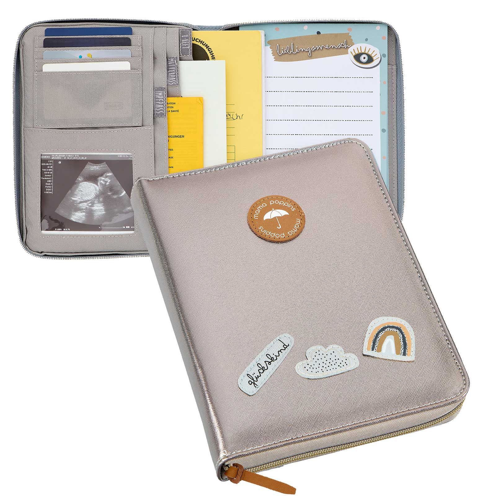Mama Poppins Germany Mutterpass-Hülle Mutterpasshülle, U-Heft und Impfpass Tasche/Organizer, inkl. Notizbuch