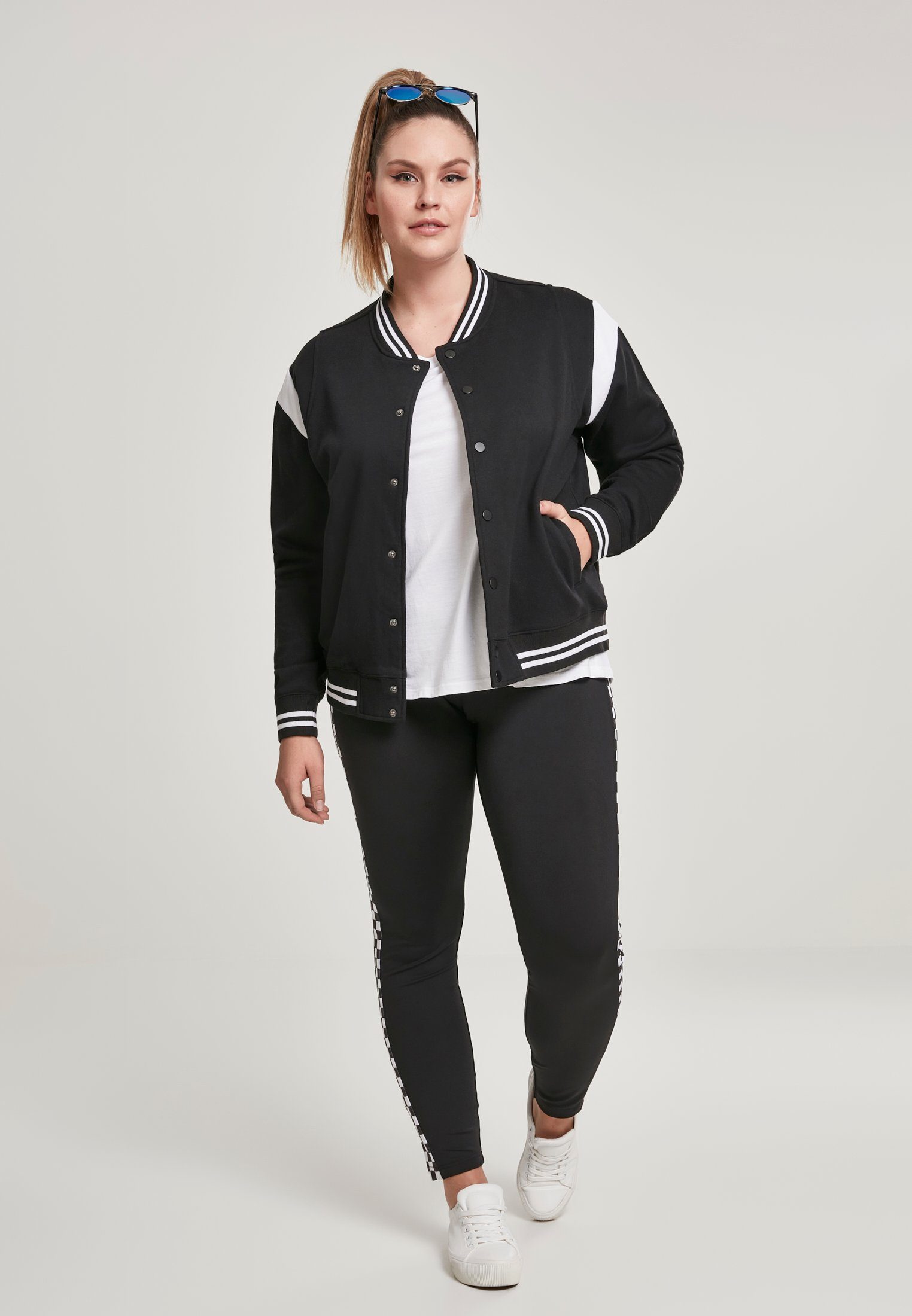 URBAN CLASSICS TB2618 College blk/wht Inset Sommerjacke Sweat