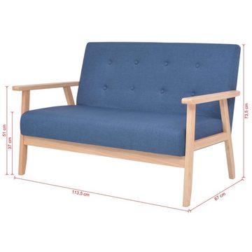 vidaXL Sofa 2-Sitzer-Sofa Stoff Blau