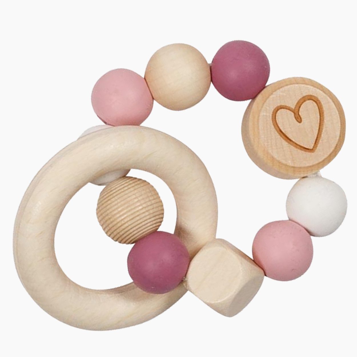 goki Greifspielzeug Greifling Elastik Herz, pink (packung, set), "Made in Germany".enthält hochwertige Silikonperlen