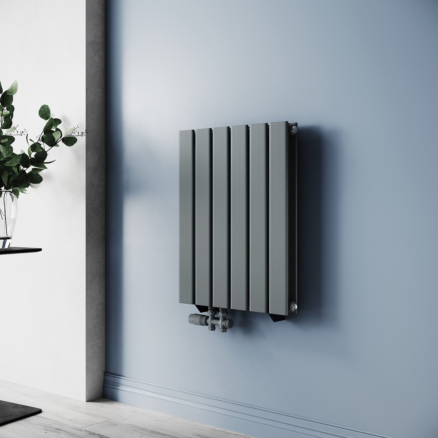 SONNI Designheizkörper Design Heizkörper Flach Anthrazit mit Multiblock Dop günstig online kaufen