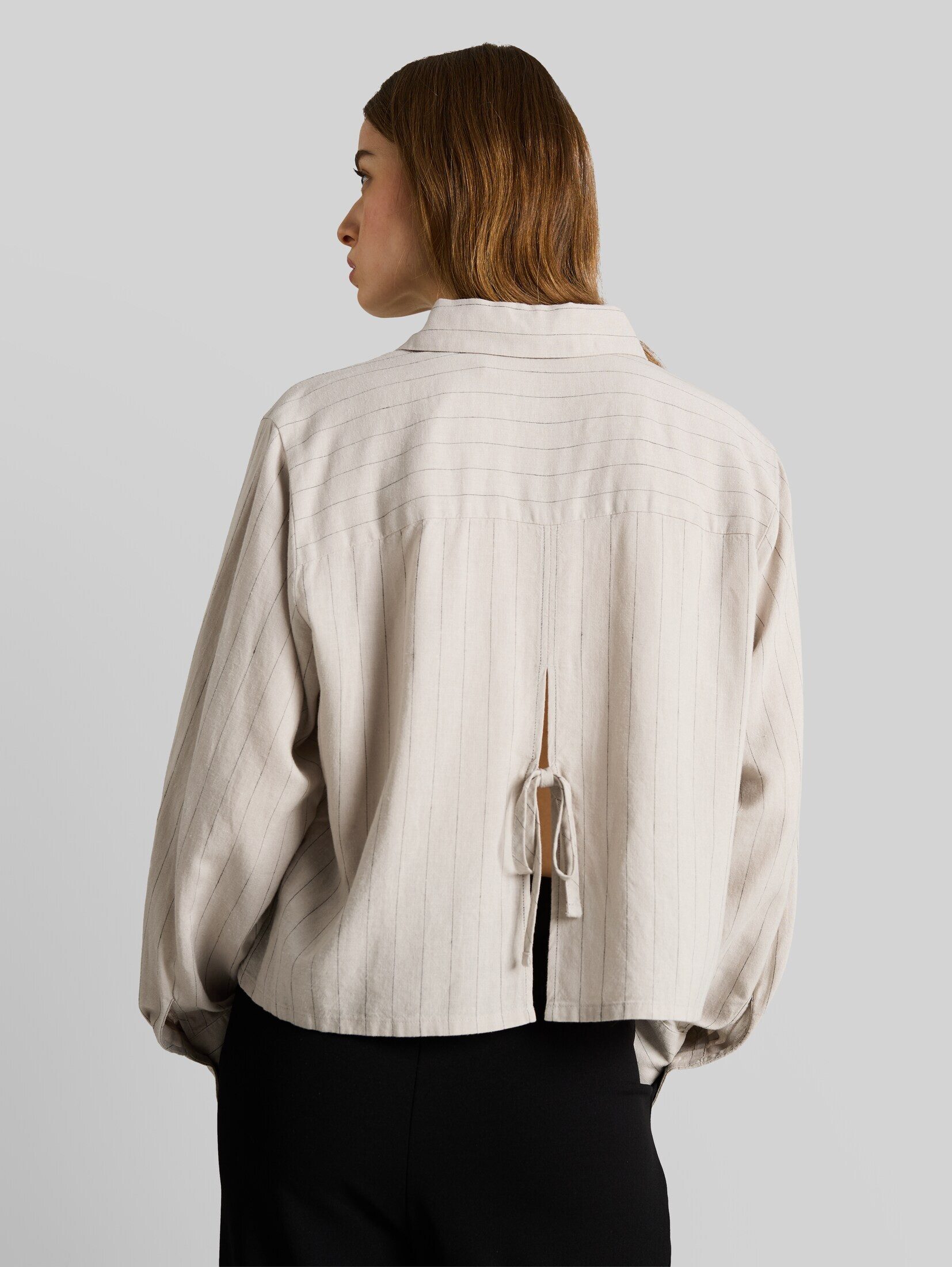 TOM TAILOR Denim Langarmbluse Blusen & Shirts Boxy Fit Hemdbluse mit Schleifen-Detail