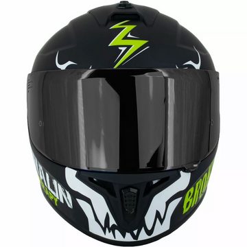 Broken Head Motorradhelm Adrenalin Therapy 4X Schwarz-Weiß + schwarzes Visier (Mit schwarzem Visier), Look für Adrenalin-Junkies