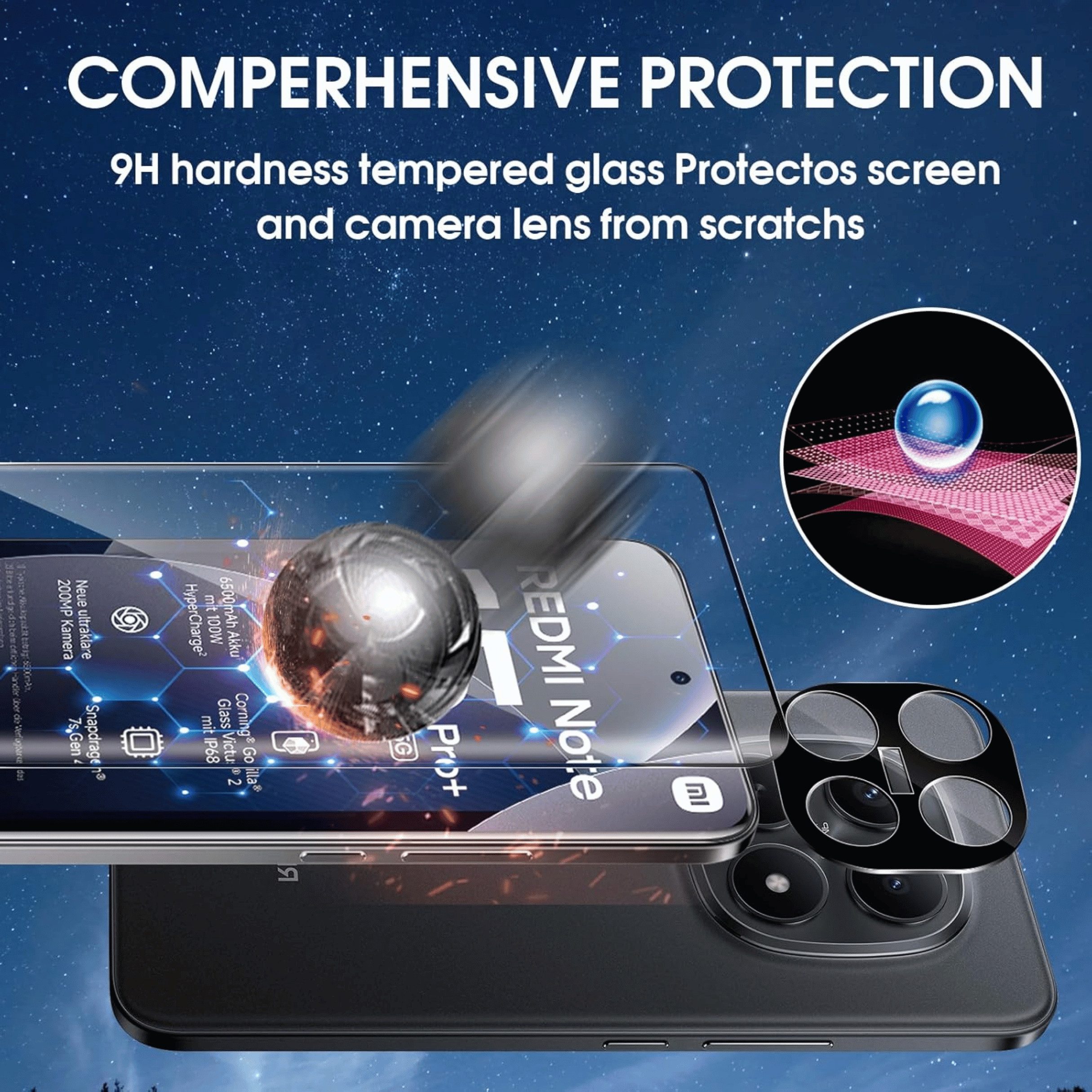 SmartUP Displayschutzglas 2X Schutzglas für Xiaomi Redmi Note 15 Pro Plus 5G Display Kamera Full für Xiaomi Redmi Note 15 Pro Plus 5G, 4 Stück, Rundumschutz, pa – Bild 2 von 5