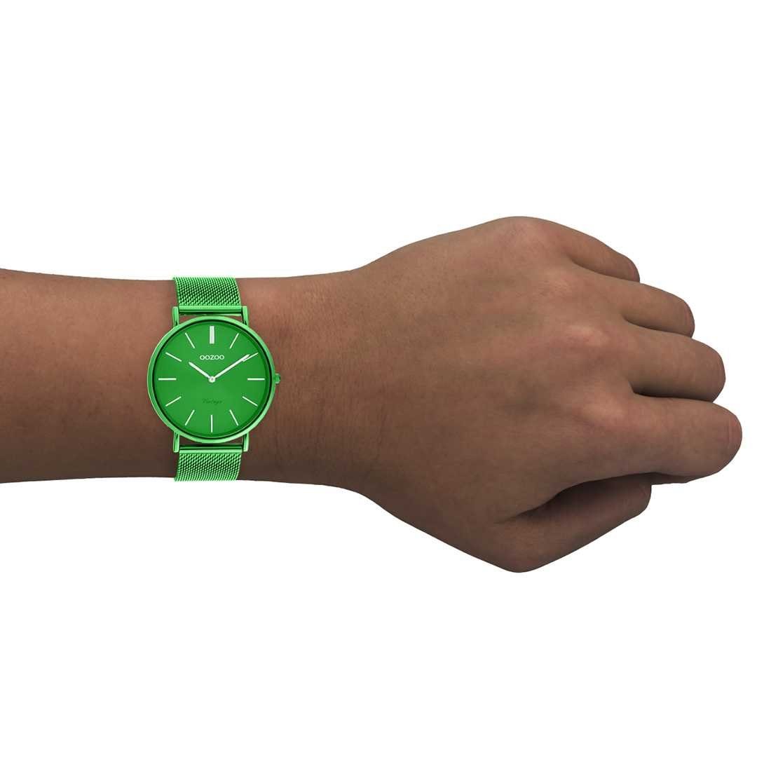 OOZOO Quarzuhr Vintage Damenuhr C20273 Grün Milanaiseband 40 mm günstig online kaufen
