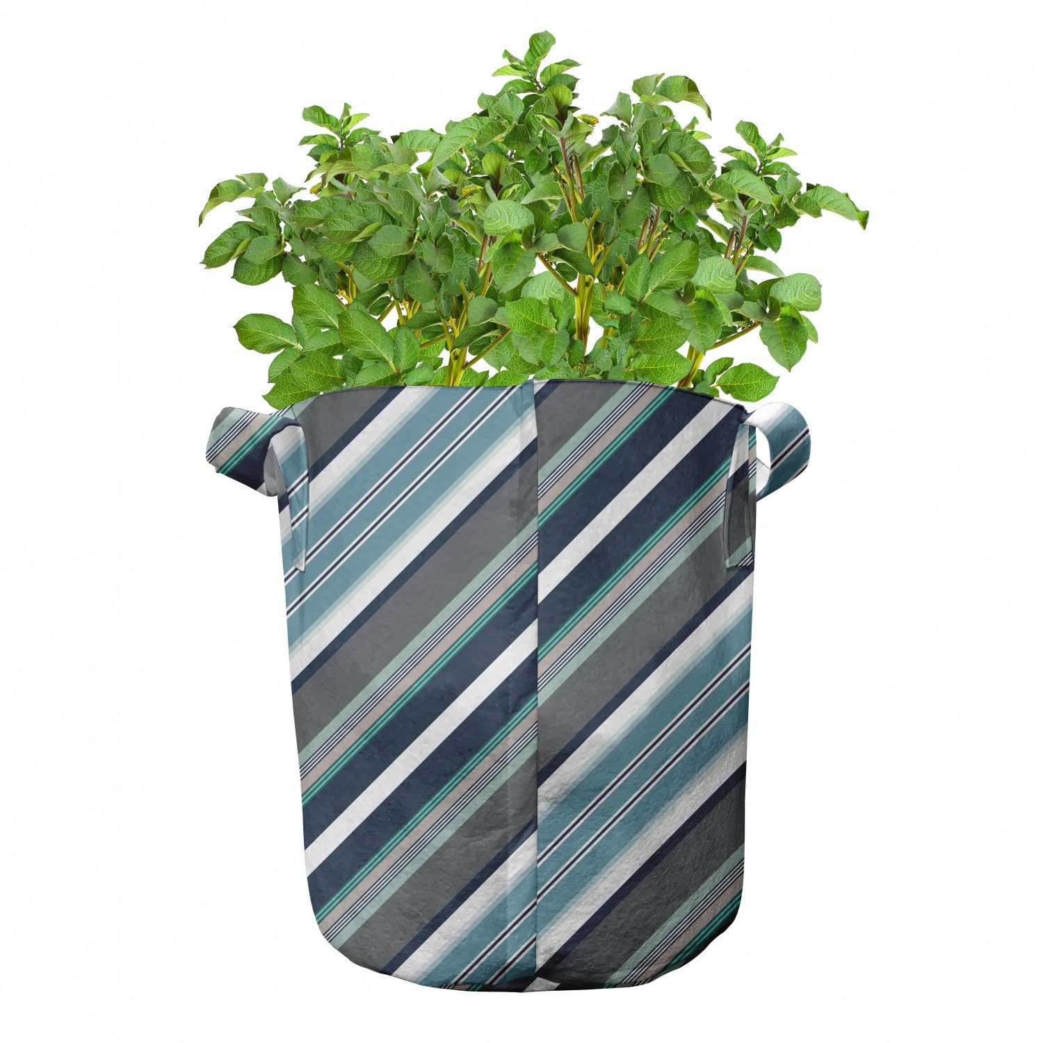 Abakuhaus Pflanzkübel und Grau hochleistungsfähig Diagonal Blau mit für Gestreift Griffen Pflanzen, Stofftöpfe