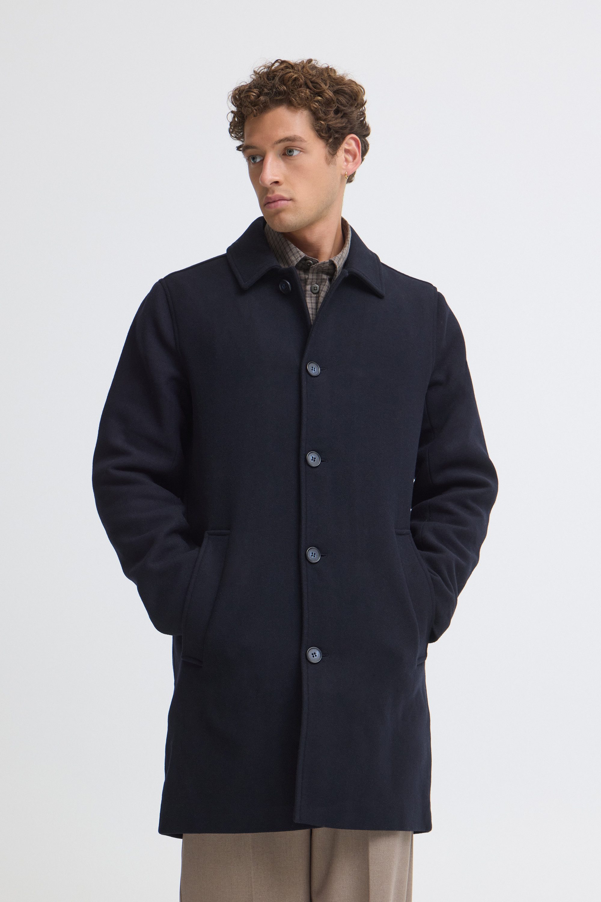 Casual Friday Wollmantel CFEzequiel Eleganter Wollmantel mit Knöpfen